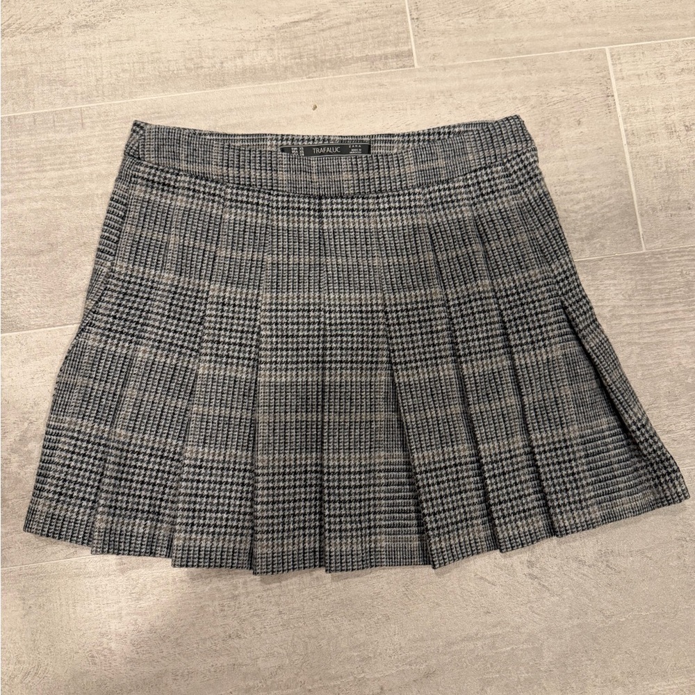Zara Trafaluc Black and White Checkered Mini Skirt